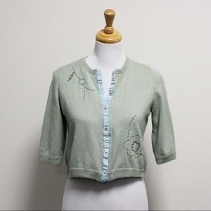 Sigrid Olsen Embroidered Rabbit Hair Cardigan PM